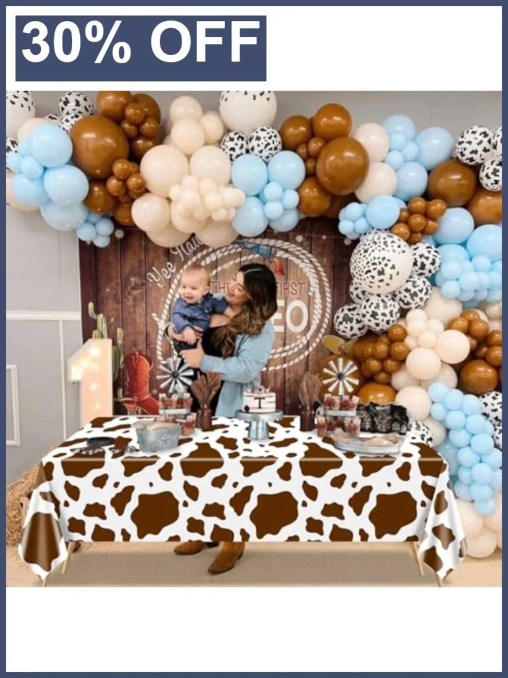 4 Pack Cow Print Tablecloths 86x51 PE Waterproof Reusable Party Decor